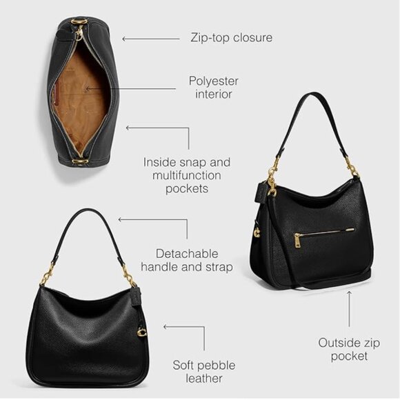 Coach Cary Shoulder bag.  Black with gold hardware - Picture 13 of 14